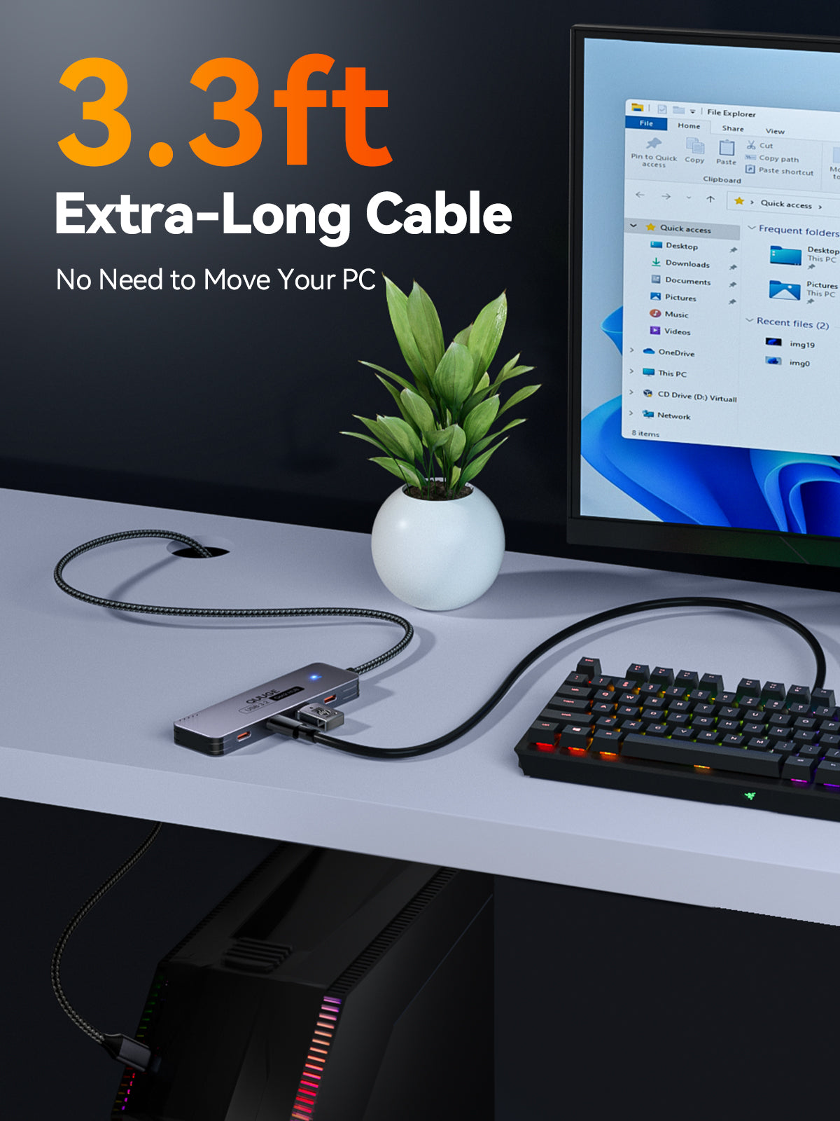 QUUGE 4 in 1 USB 3.2 Hub with 4 USB-C 3.2 Ports, Aluminum USB 3.2 Splitter