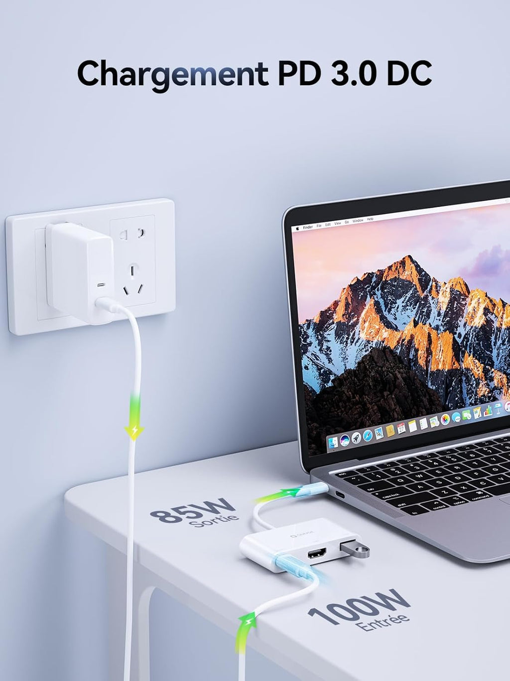 3-in-1 USB C Hub with 4K HDMI, 100W Power Supply, USB 3.0 Data Port, Digital AV Multiport Adapter