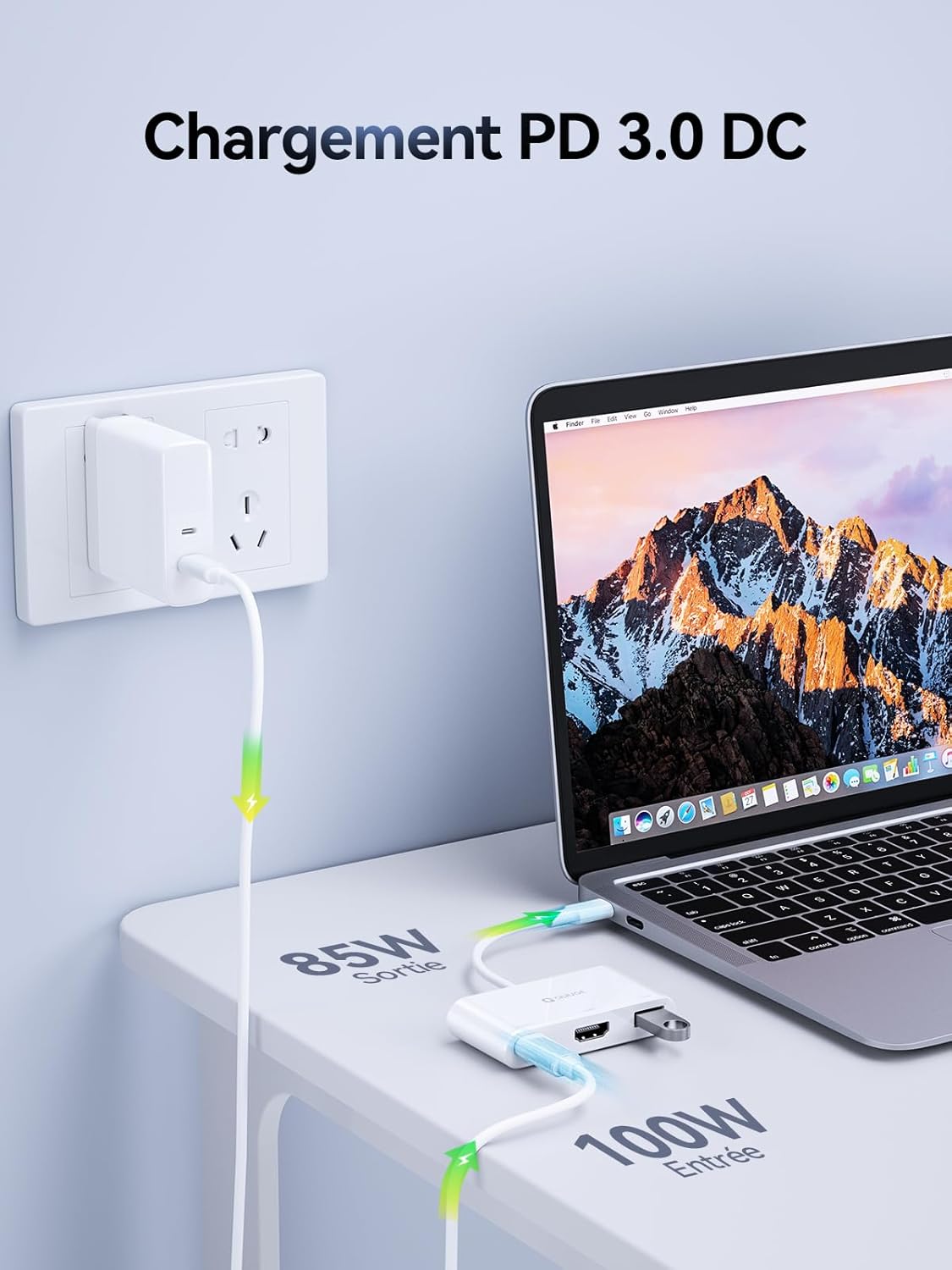 3-in-1 USB C Hub with 4K HDMI, 100W Power Supply, USB 3.0 Data Port, Digital AV Multiport Adapter