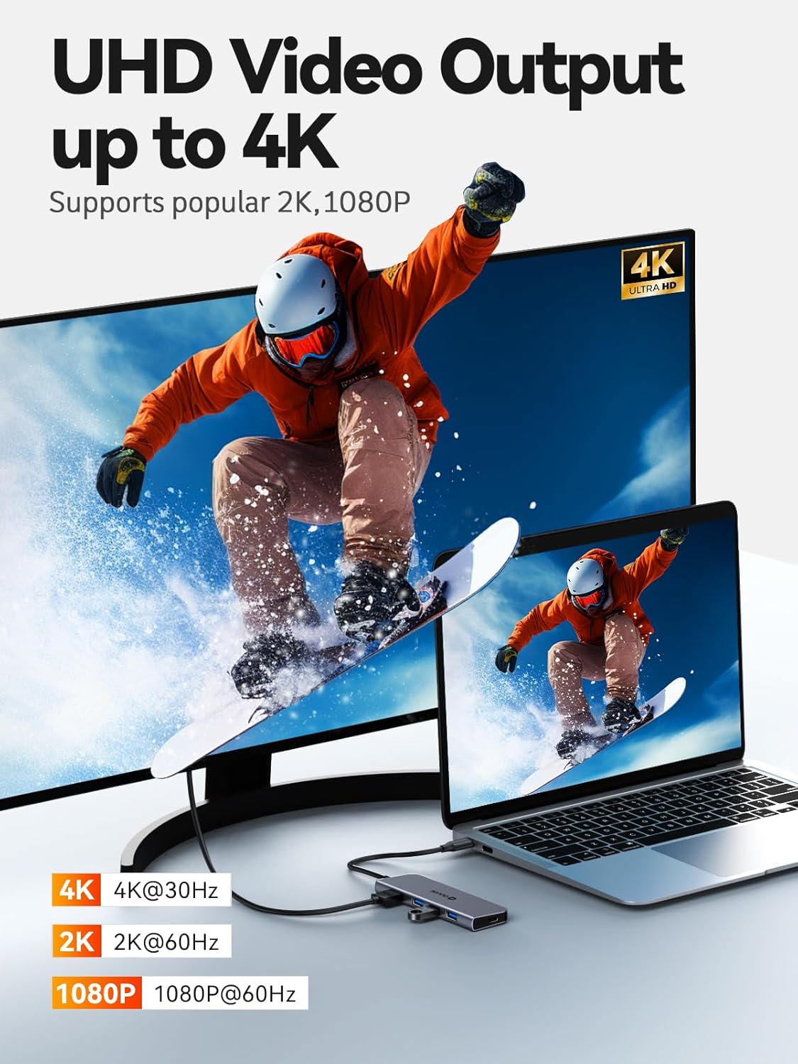 USB C Hub, QUUGE 5 in 1 USB C HDMI Adapter with 4K@30HZ HDMI