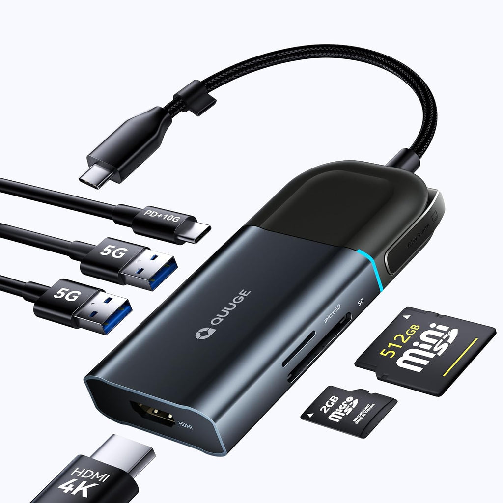 QUUGE 6-in-1 USB-C Hub with 4K 60Hz HDMI