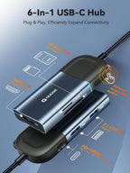 QUUGE 6-in-1 USB-C Hub with 4K 60Hz HDMI