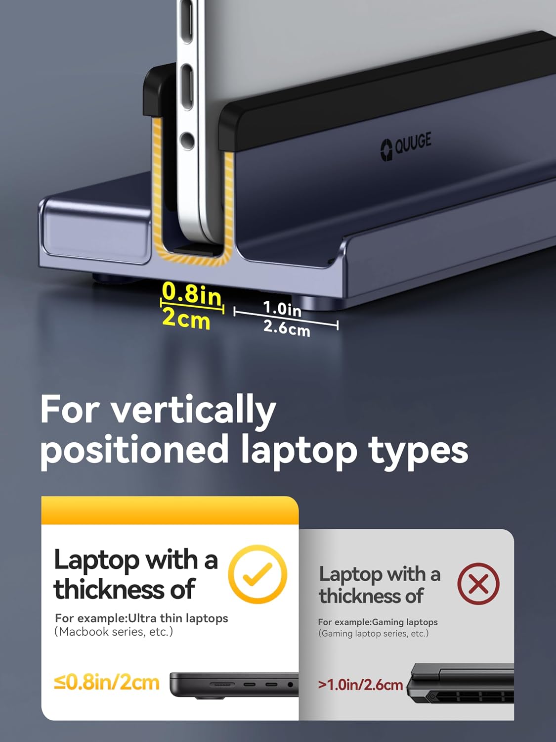 QUUGE 7-in-1 Vertical Laptop Stand Docking Station with 4K HDMI for MacBook